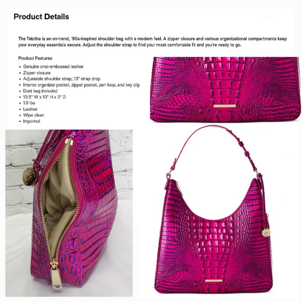 'BRAHMIN' 'TABITHA' CROC-EMBOSSED LEATHER BAG VOLTAGE VIOLET MELBOURNE FL.INCL.p - Picture 10 of 16